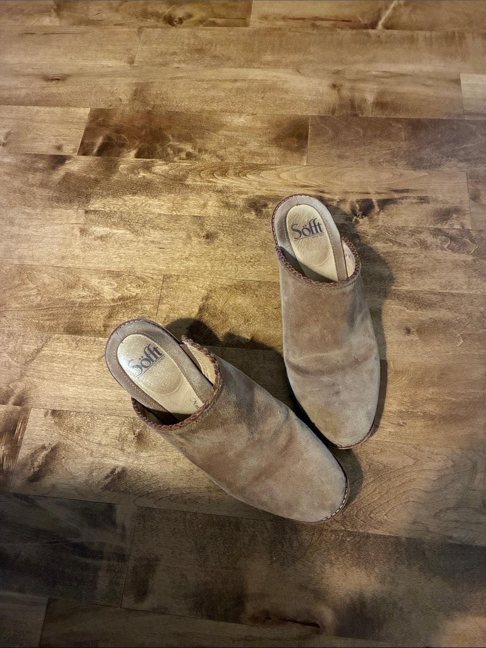 Sofft Taupe Suede Slip-On Mules